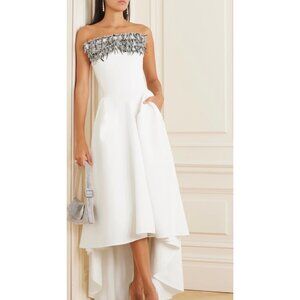 MATICEVSKI Rekindle Strapless Embellished Pleated Crepe Gown